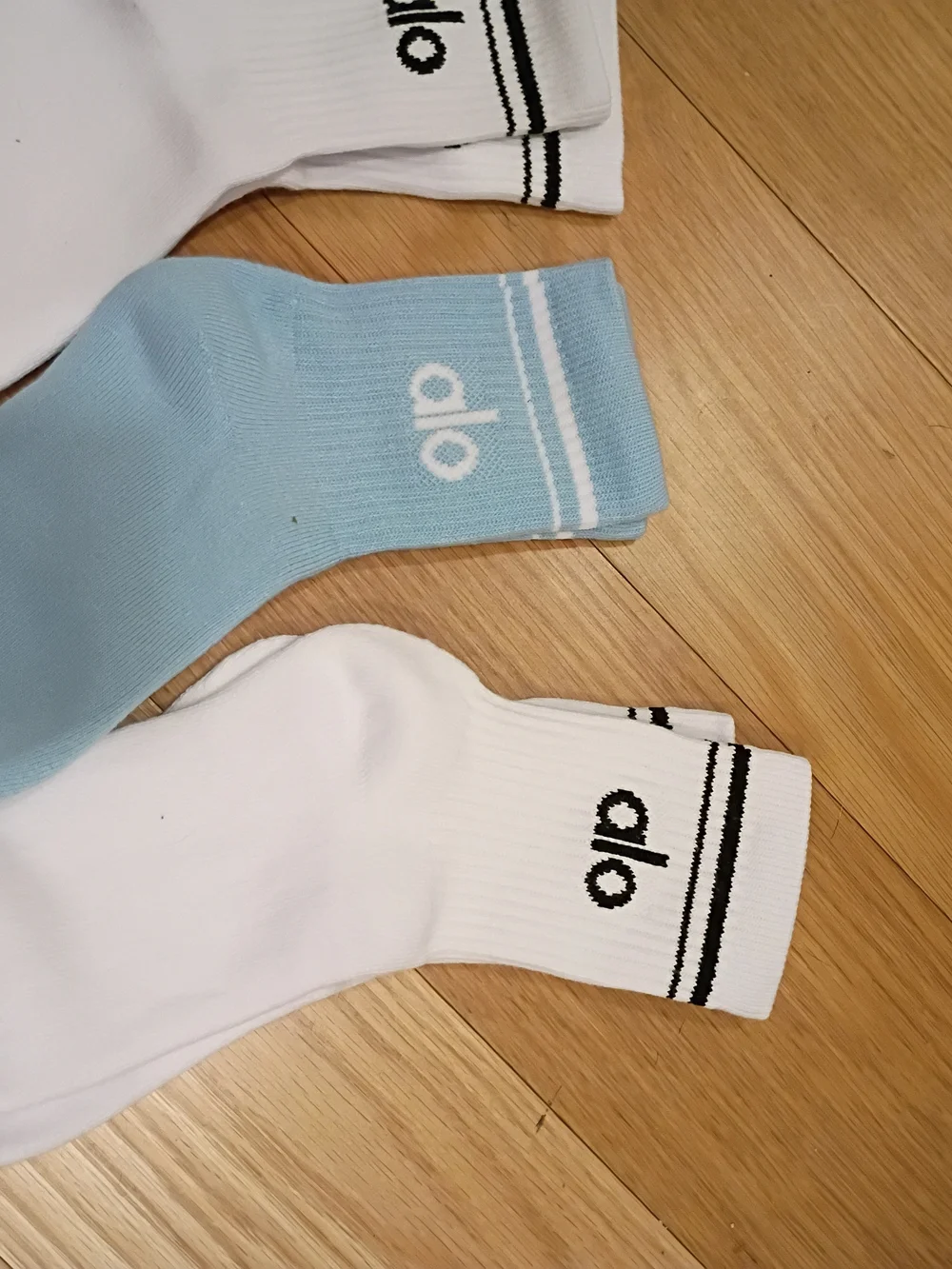 Alo Yoga 3 Pack Half Crew Socks White And Blue